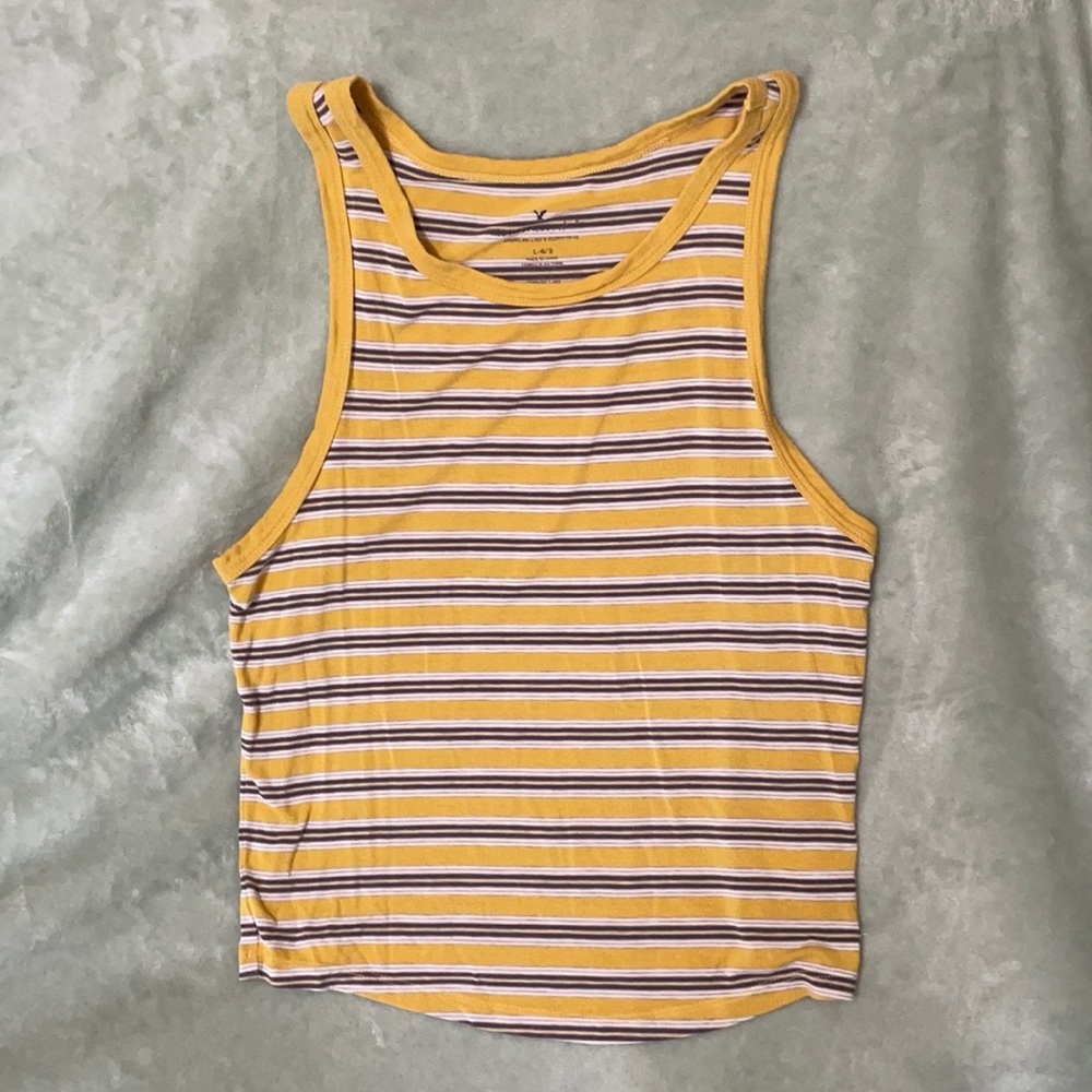 American Eagle Tank Top, Size L, Yellow stripes